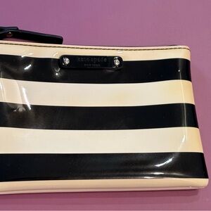 Kate Spade Black and Cream Striped Clutch